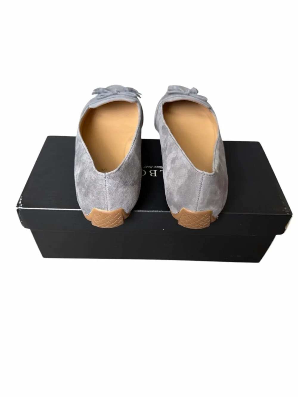 Talbots Kendall Francesca Bow Tie Flats Gray Suede Size 9.5 Pointed Toe